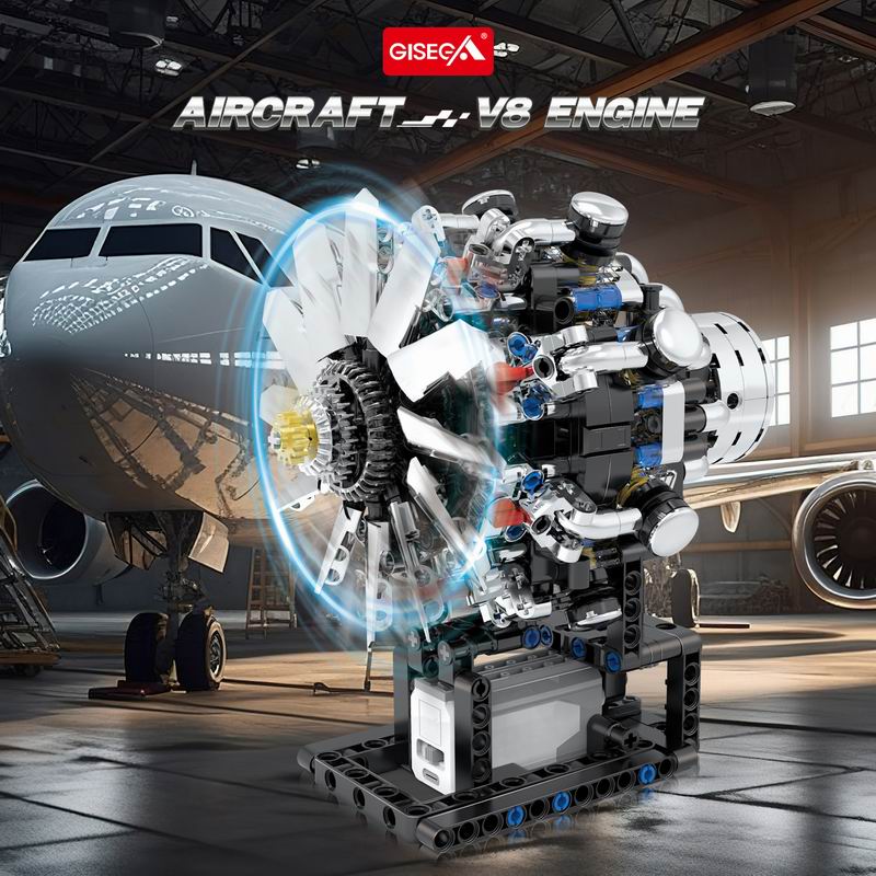 G8910 Aviation V8 Engine 558pc - đánh giá và giá Model Kit V8